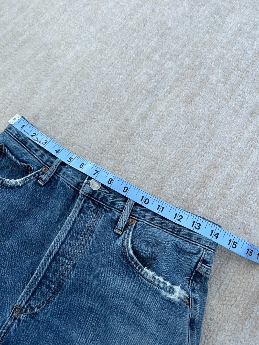 Agolde Riley High Rise Crop Jeans 27 Blue Distressed - Picture 8 of 11